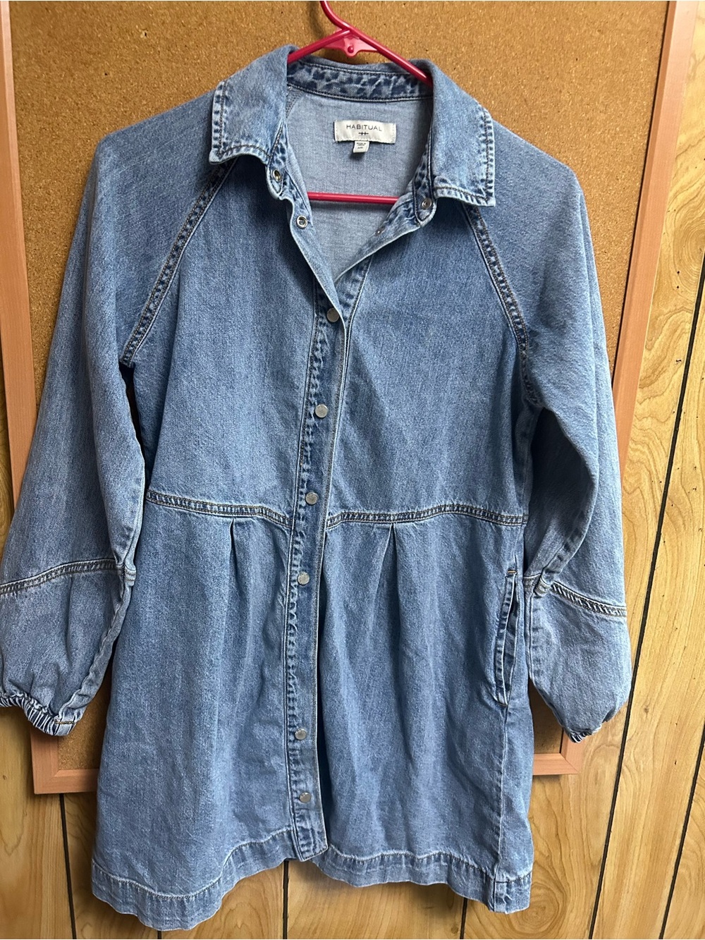 Habitual Light Blue Denim Button-Front Dress